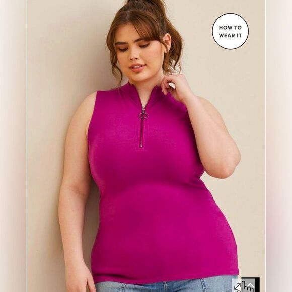 Torrid Foxy Mock Neck Zip Up Tank - Picture 1 of 6